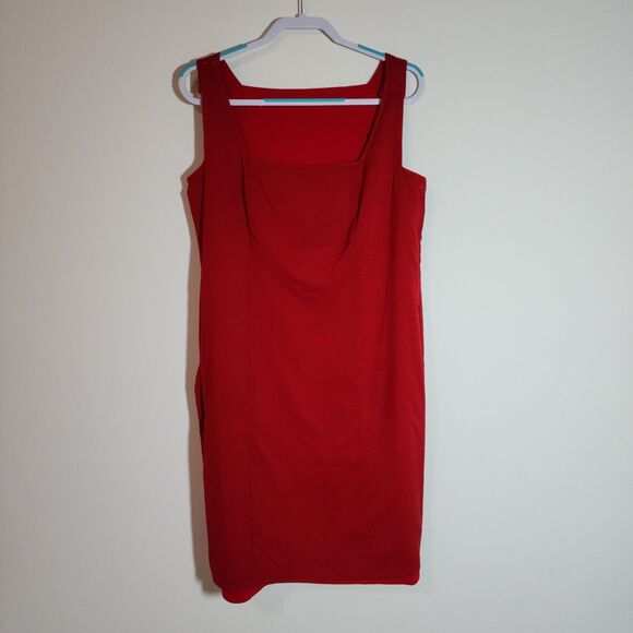 Worth Womens Pinafoe Sheath Dress Red Sleeveless Square Neck Stretch Size 12P - Picture 3 of 6